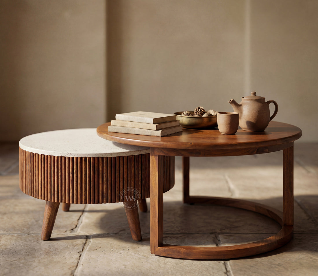 Nested Round Wooden Coffee Tables