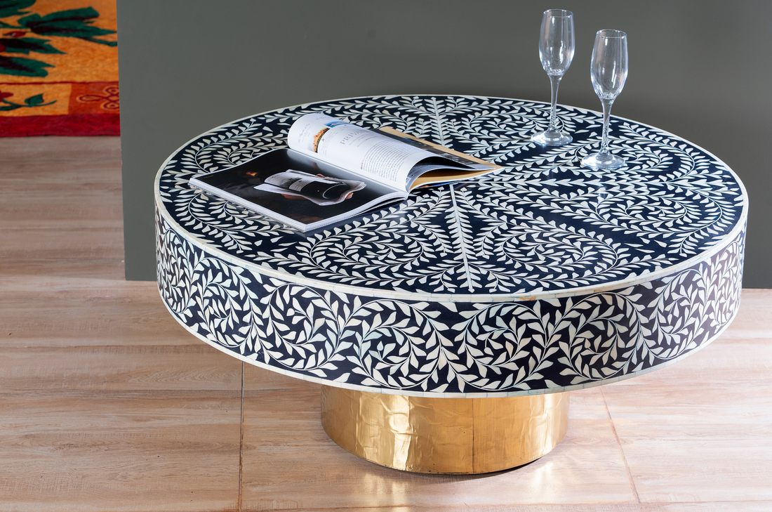Noir Botanica Bone Inlay Coffee Table