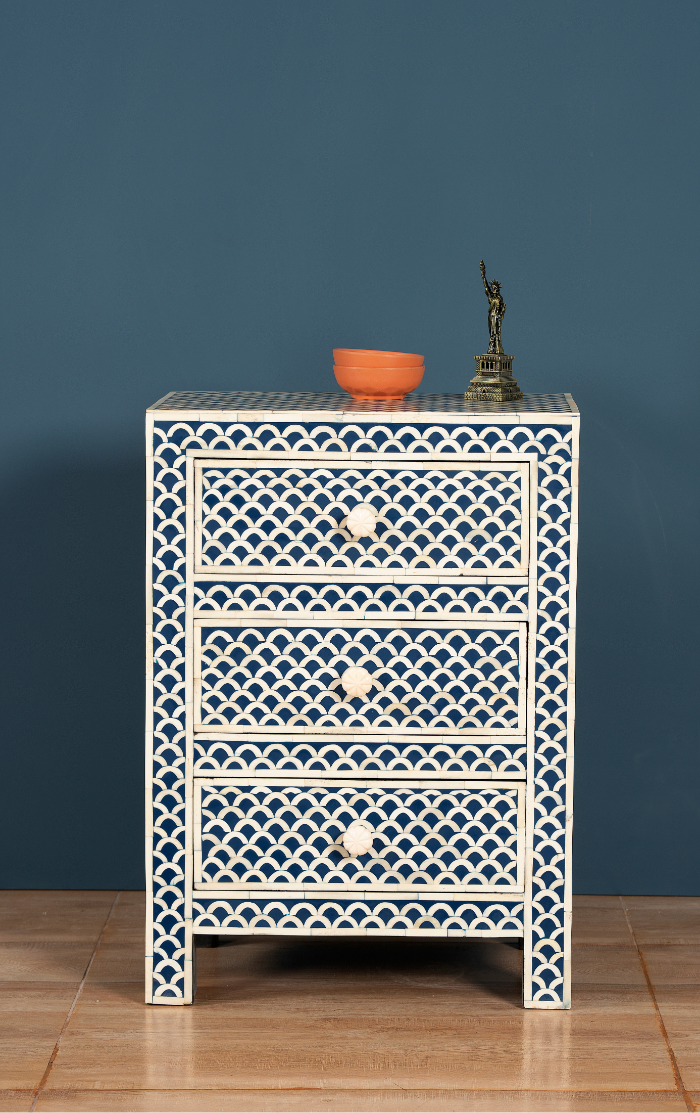 Azure Scallop Bone Inlay Side Table