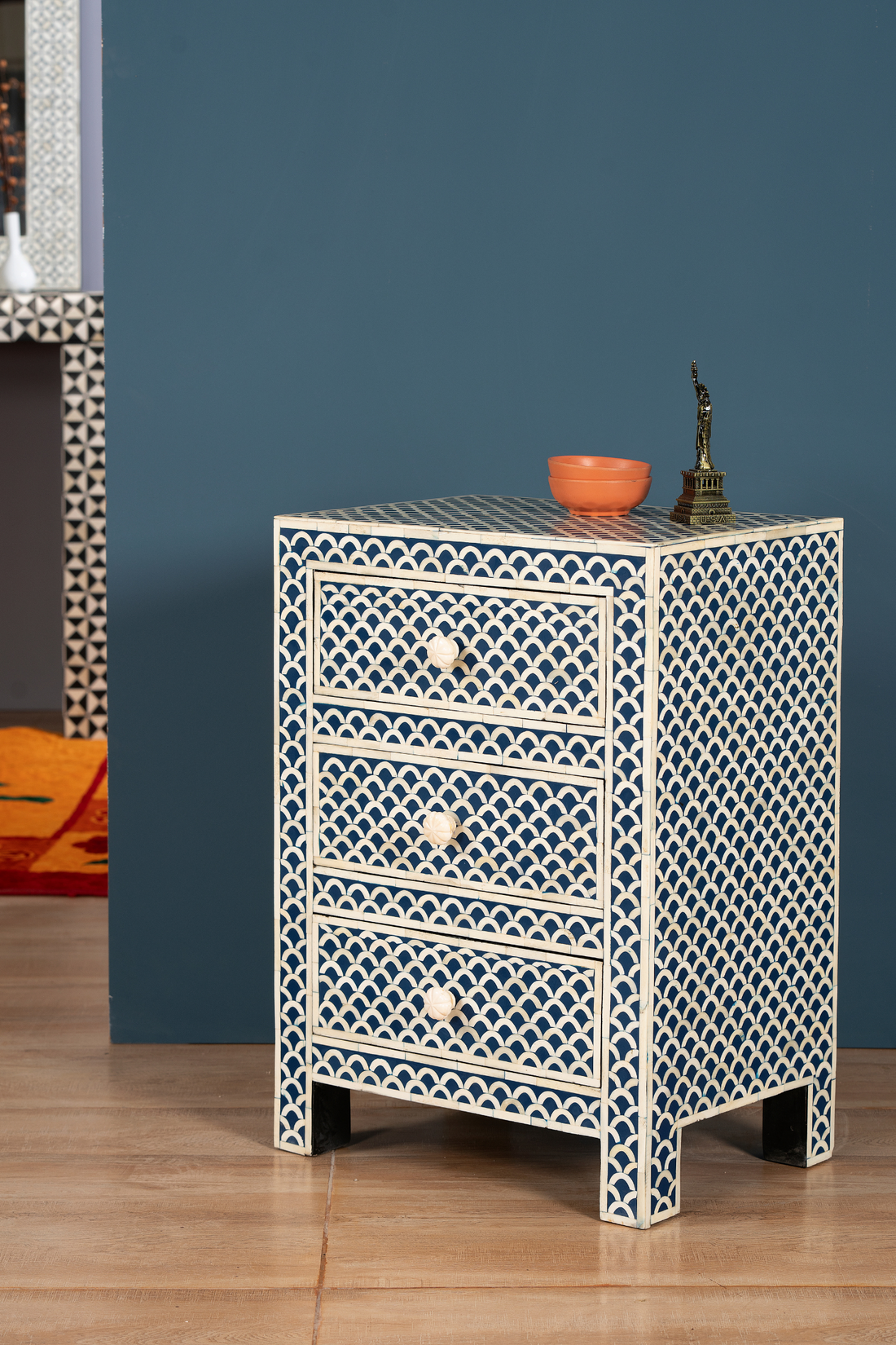 Azure Scallop Bone Inlay Side Table