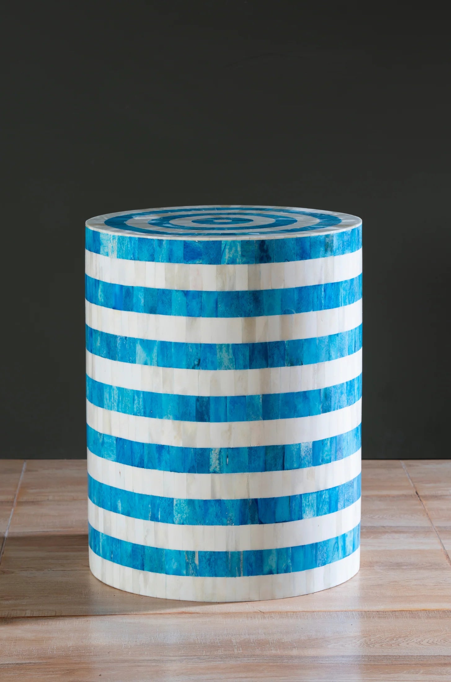 Azure Stripe Bone Inlay Side Table