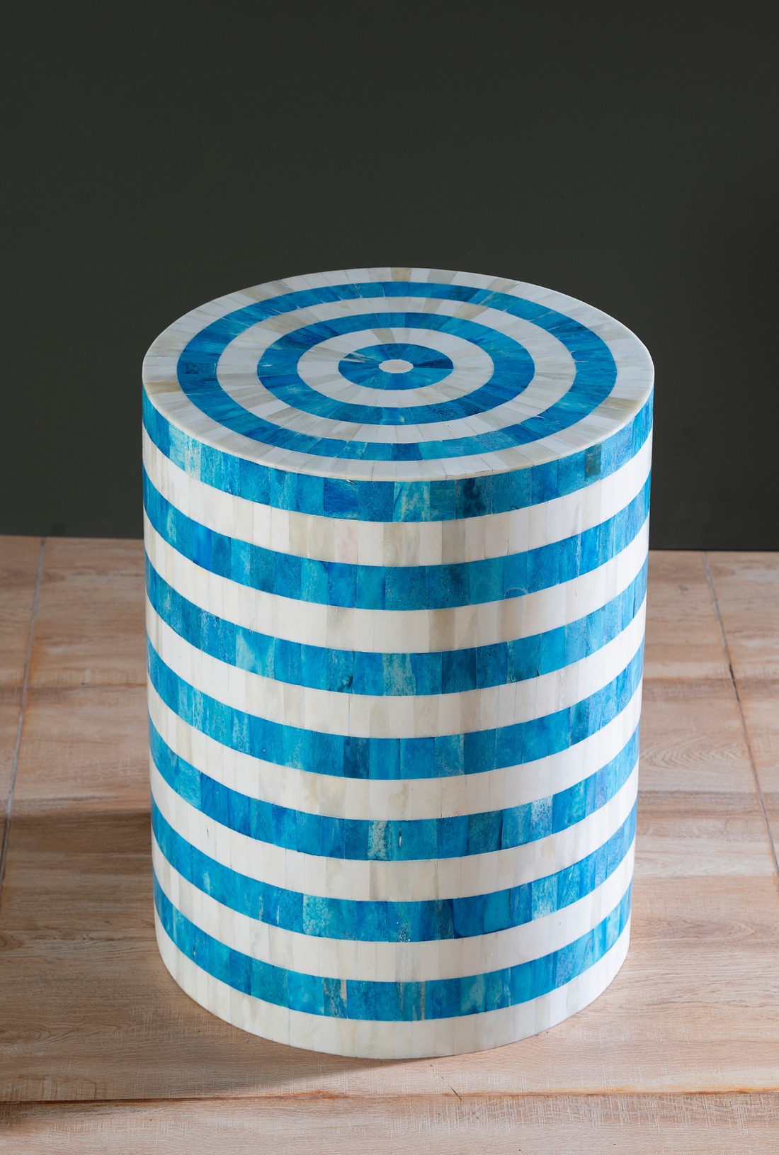Azure Stripe Bone Inlay Side Table