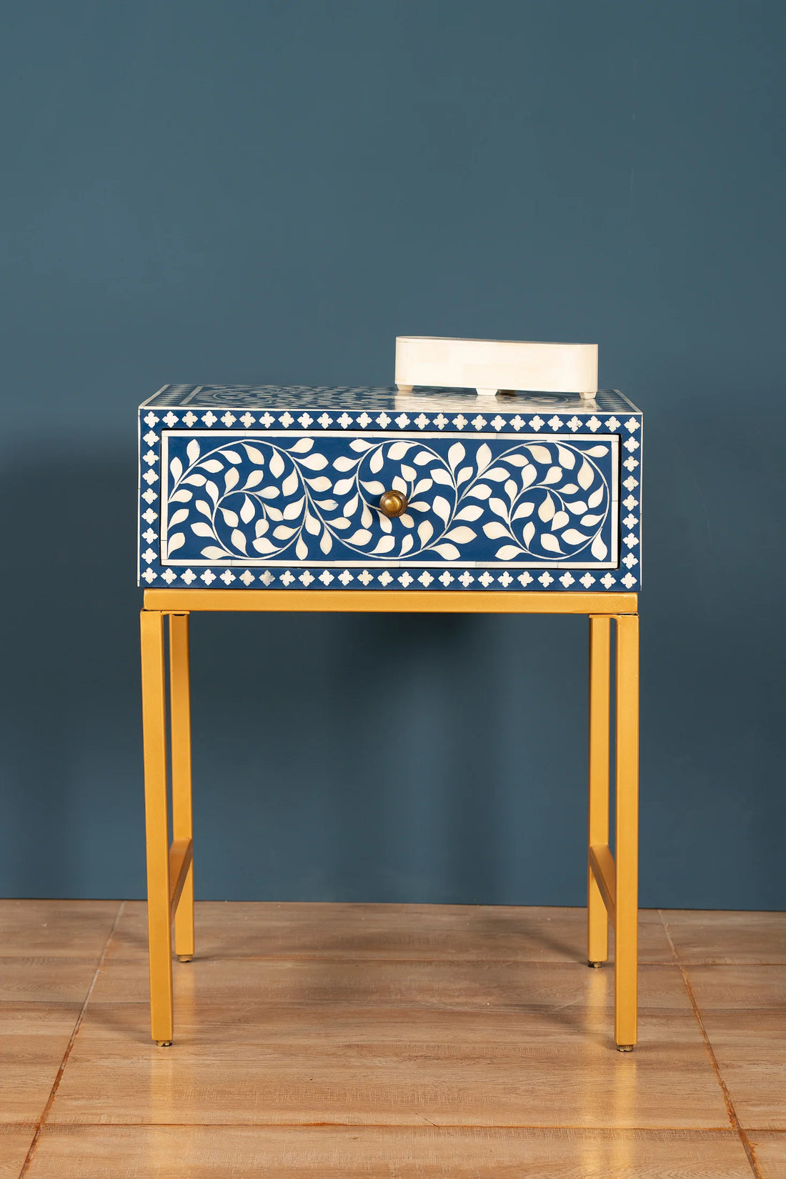 Azure Botanica Bone Inlay Side Table