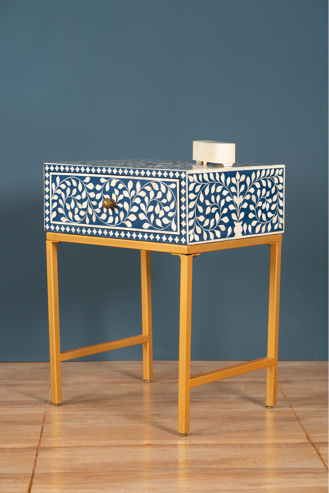 Azure Botanica Bone Inlay Side Table
