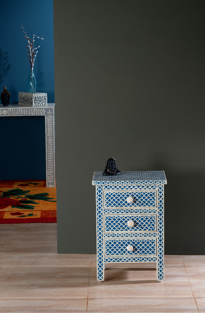 Azure Scallop Bone Inlay Side Table