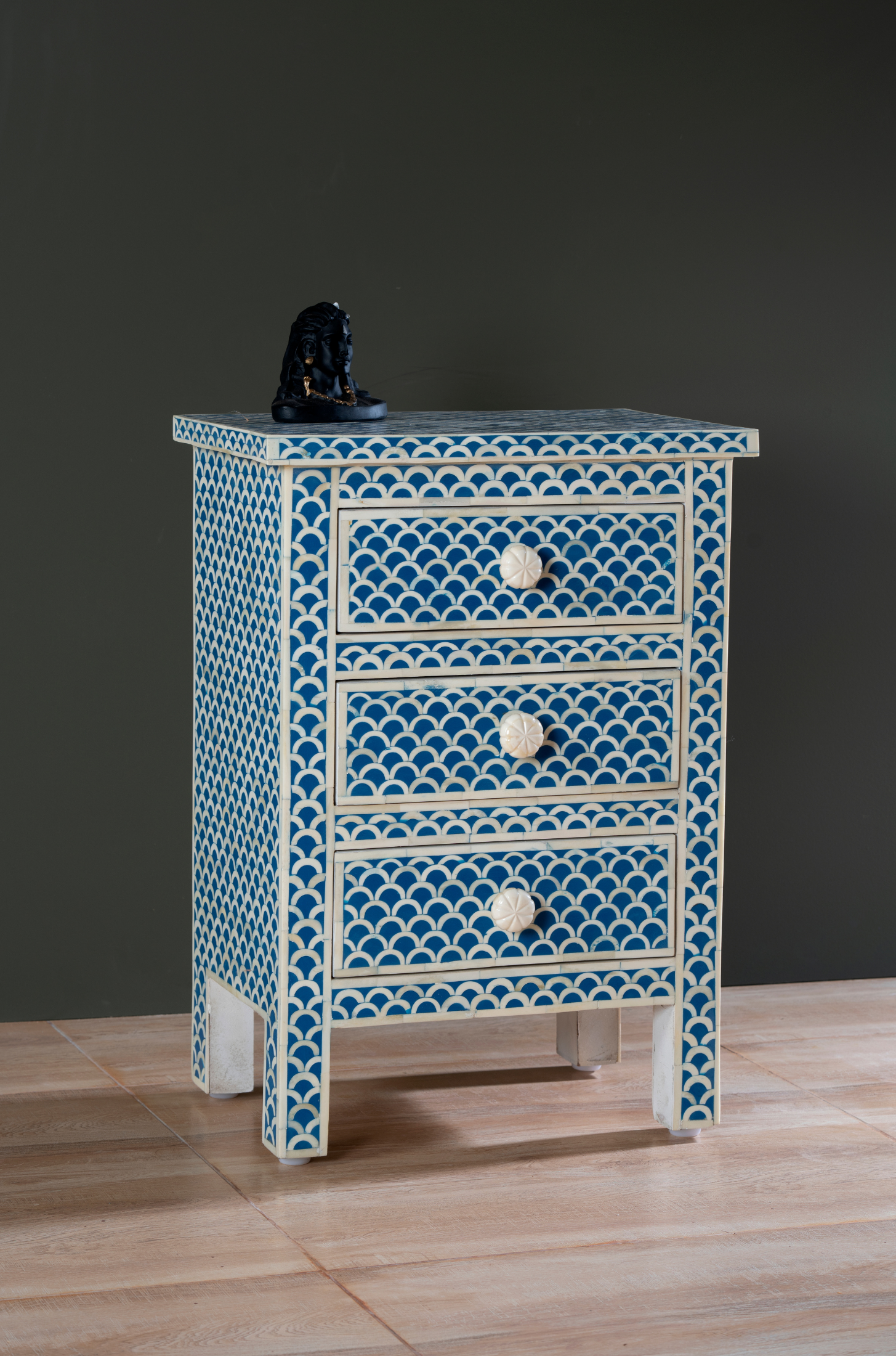 Azure Scallop Bone Inlay Side Table