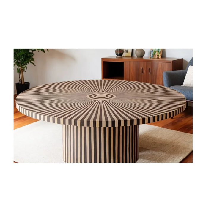 Monochrome Radial Bone Inlay Coffee Table