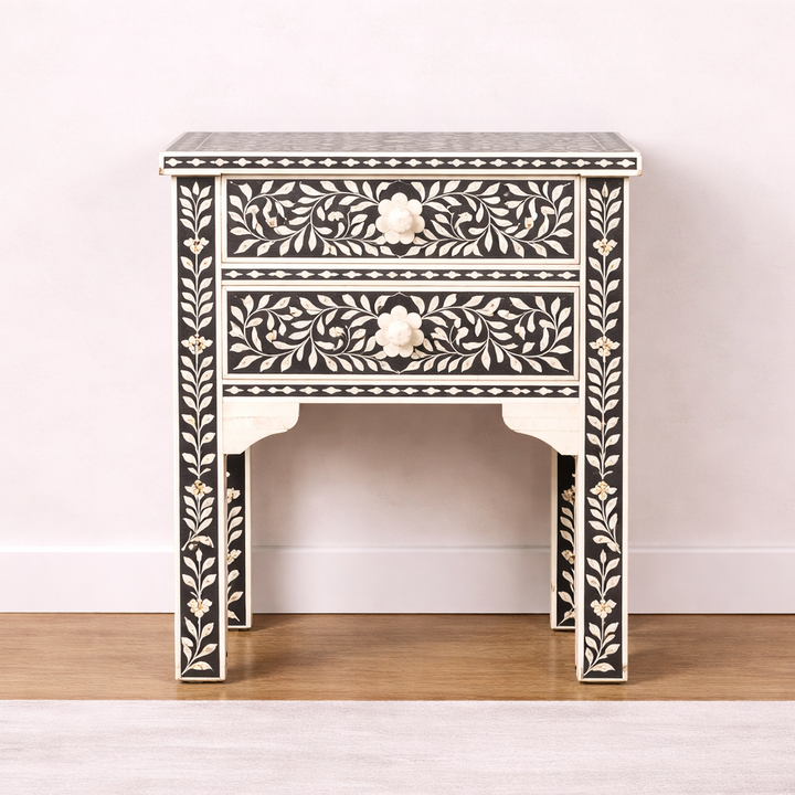 Noir Botanica Bone Inlay Console Table