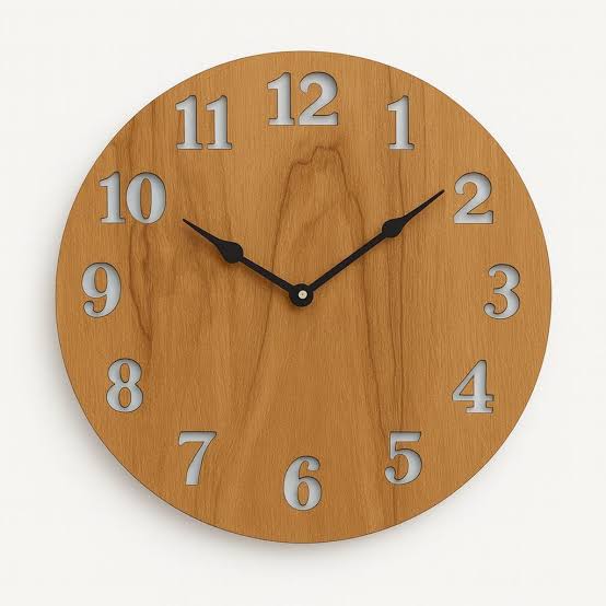 Modern Wooden Wall Clock with Raised Numerals