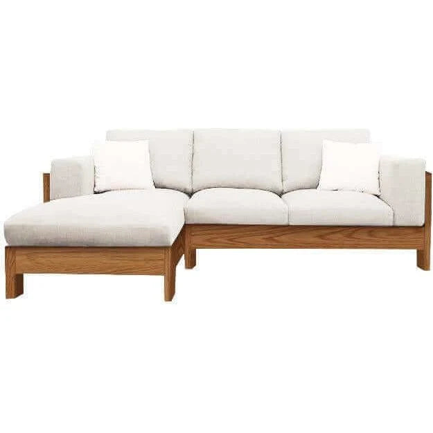 Lena Natural Wood L-Shape Sofa
