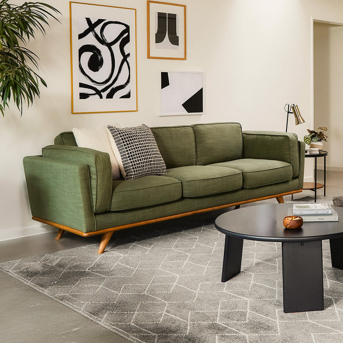 Mid-Century Green Sofa