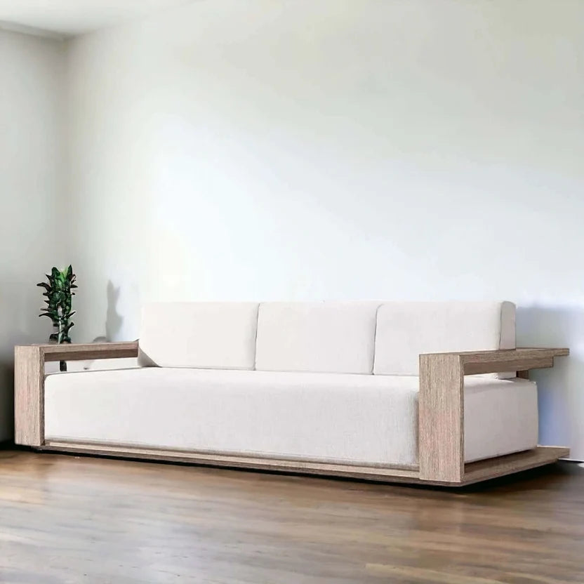 Lennox Natural Wood 3-Seater Sofa