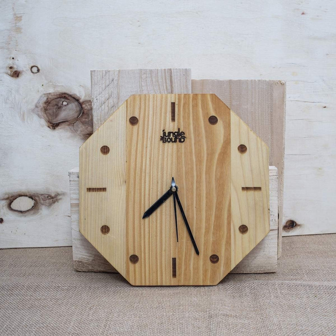Rustic Octagon Wooden Wall Clock