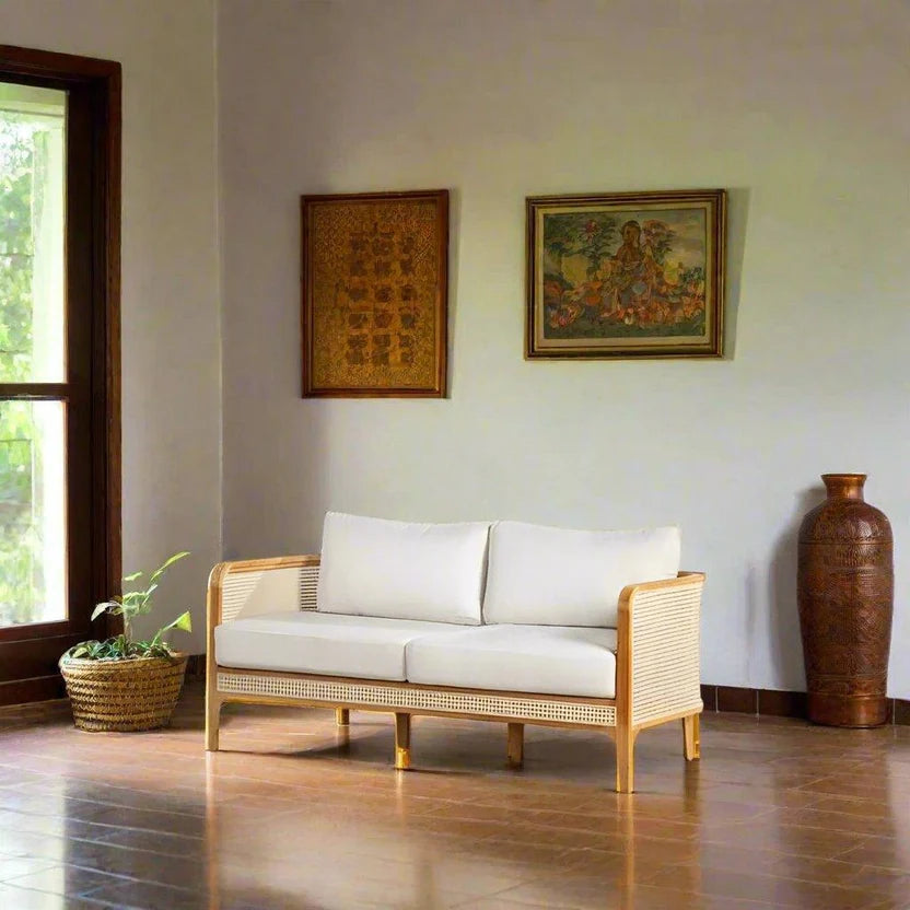 Siena Teak & Cane 2-Seater Sofa