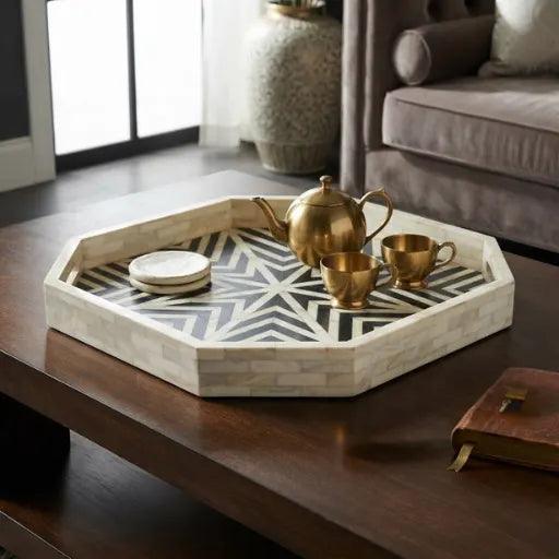 Monochrome Heritage Bone Inlay Tray